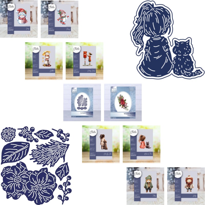 Winter Clothing Jewel - Flurry Cool Jewels แม่พิมพ์ตัดโลหะลายดอกไม้ฤดูหนาวสำหรับงาน DIY สมุดภาพ