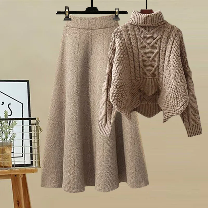 Winter Clothing Sales - 2025 ใหม่ผู้หญิงโปโล/เต่าคอถักเสื้อกันหนาว 2 ชิ้นชุดกระโปรงกระชับสัดส่วนCrossbody Design Sensibilityสําหรับฤดูใบไม้ร่วง/ฤดูหนาวชุดWo