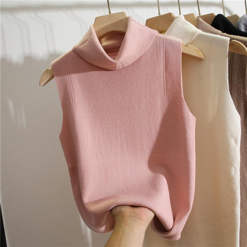 Winter Clothing Essentials For Women - เสื้อไหมพรมคอเต่าแขนกุดทรงเข้ารูปสำหรับผู้หญิง เสื้อสเวตเตอร์คอสูงแบบเวสต์ เหมาะสำหรับใส่เป็นชั้นในหรือใส่ลำลองในออฟฟิศ เสื้อผ้าผู้หญิง