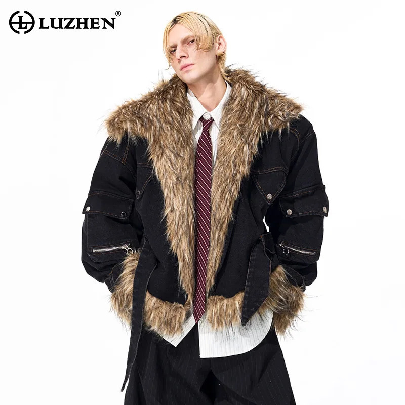 Winter Clothing Deals - เสื้อโค้ทพาร์กาฤดูหนาว LUZHEN แฟชั่นดีไซน์ต่อผ้าขนสัตว์เทียมแบบหนา อุ่นสบายสำหรับผู้ชาย รุ่นใหม่ปี 2025