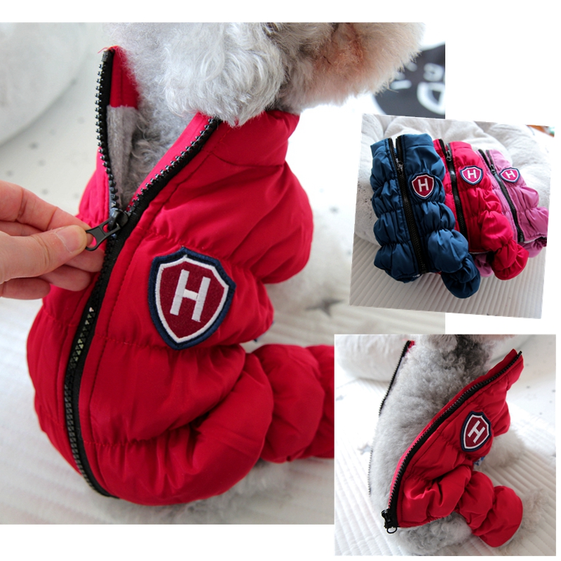 Winter Clothing Baby - ซิปหิมะ Unisex สุนัขกันน้ํา Overalls สีฟ้าสีม่วงสัตว์เลี้ยงลงเสื้อ S