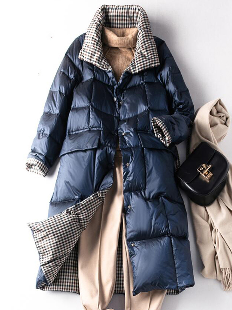 Puffer Jacket Women Down - SEDUTMO ฤดูหนาวแจ็คเก็ตผู้หญิง Ultra Light ลายสก๊อตเสื้อฤดูใบไม้ร่วงคู่ Oversize