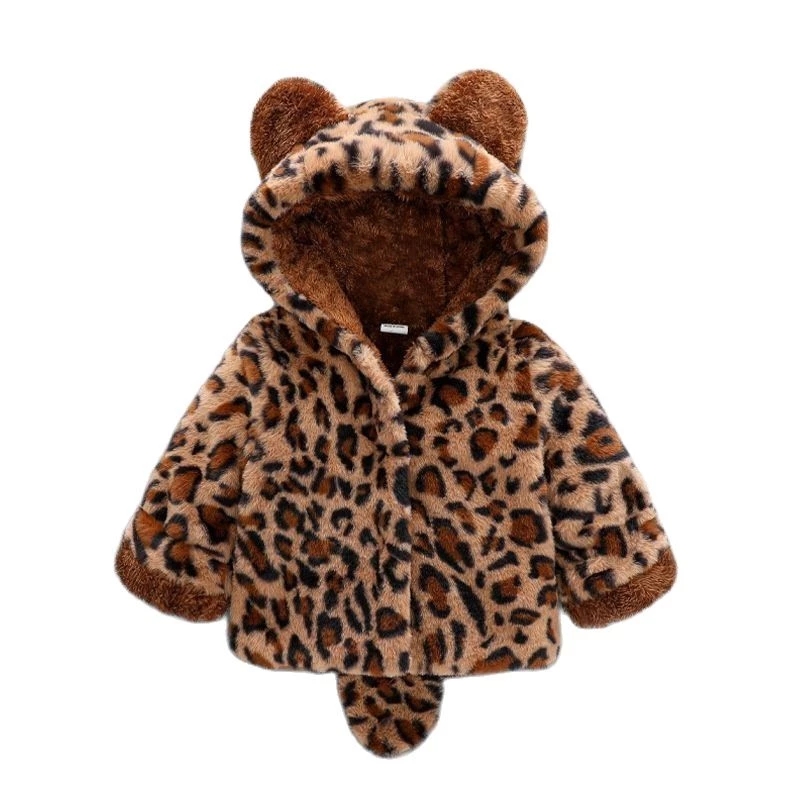 Winter Clothing Baby - 1 2 3 4ปีตุ๊กตาเด็กเสื้อเสือดาวพิมพ์คริสต์มาสเจ้าหญิงฤดูใบไม้ร่วงและฤดูหนาว Warm Hooded