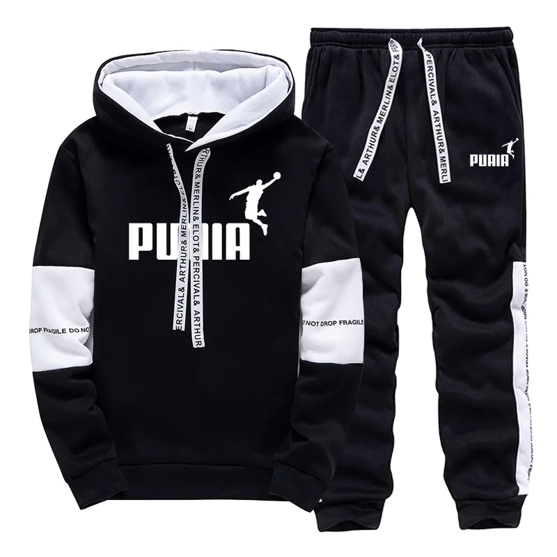 Winter Clothing Sales - ชุดวอร์มขายดีสำหรับผู้ชาย เสื้อฮู้ดลำลองสำหรับกีฬาและวิ่งจ๊อกกิ้ง เสื้อผ้าผู้ชายสีดำขาวคลาสสิก เสื้อฮู้ดเดี่ยวพร้อมกางเกง