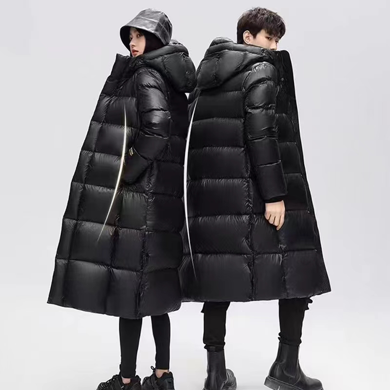 Puffer Jacket Women Down - เสื้อกันหนาวขนเป็ดยาวมีฮู้ดสำหรับผู้ชายผู้หญิง, เสื้อโค้ทกันหนาวขนเป็ดคุณภาพสูง