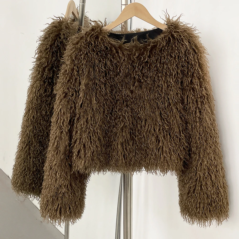 Winter Clothing Manufacturers - เสื้อโค้ทขนสัตว์เทียมแบบเป็นมิตรต่อสิ่งแวดล้อม แจ็คเก็ตขนสัตว์เทียมสำหรับฤดูหนาว สไตล์ใหม่ เสื้อผ้าผู้หญิง แบบสั้น ส่งตรงจากผู้ผลิต