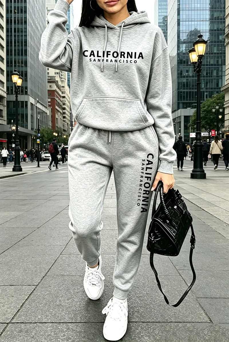 Winter Clothing Fashion - ชุดวอร์มผู้หญิงคุณภาพดี พิมพ์ลาย เสื้อฮู้ดลำลอง เสื้อสเวตเชิ้ตสำหรับกิจกรรมกลางแจ้ง เสื้อผ้ากีฬา แฟชั่นฤดูใบไม้ร่วง