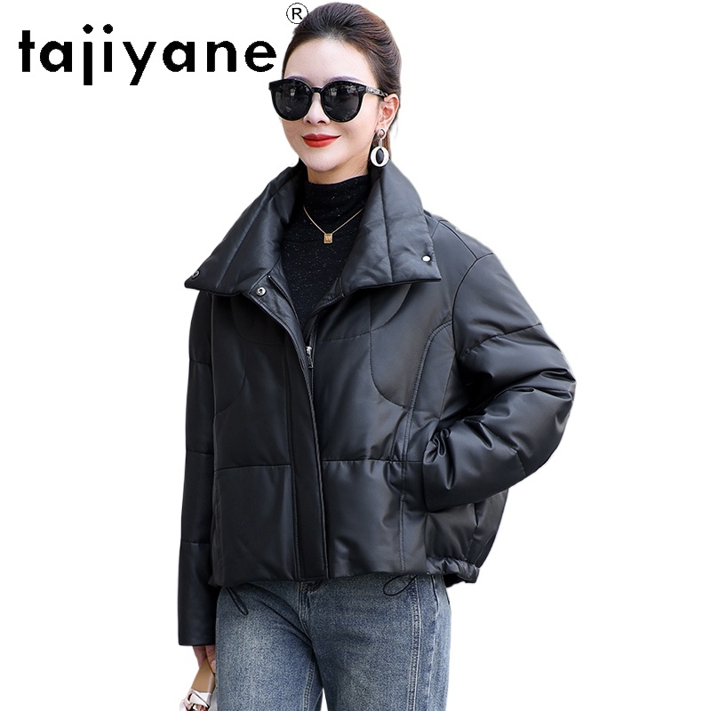 Puffer Jacket Women Down - เสื้อโค้ทขนห่านแท้ TAJIYANE สำหรับผู้หญิง แจ็คเก็ตพัฟเฟอร์สั้นทันสมัย แจ็คเก็ตหนังแท้คุณภาพพรีเมียม เสื้อผ้าผู้หญิง