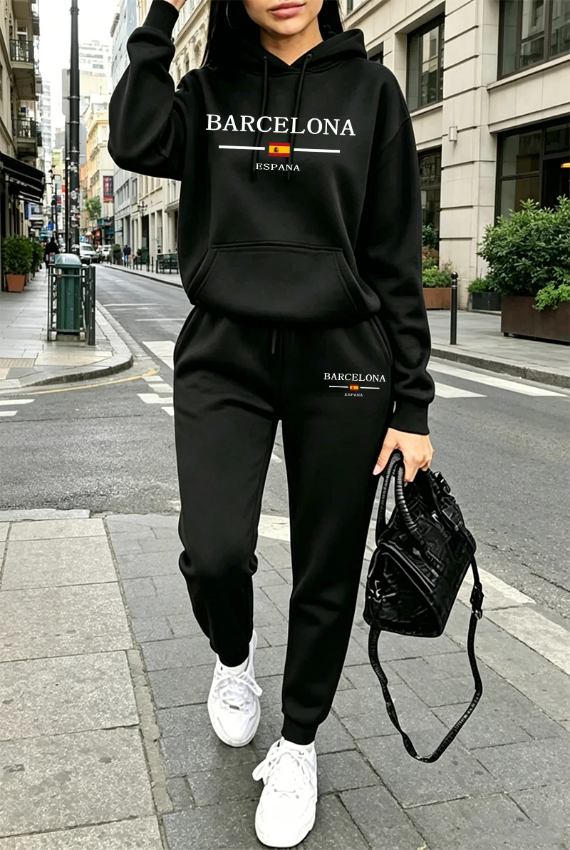 Winter Clothing Fashion - ชุดวอร์มแฟชั่นผู้หญิง พิมพ์ลาย เสื้อฮู้ดลำลอง เสื้อสเวตเชิ้ตสำหรับกิจกรรมกลางแจ้ง เสื้อผ้ากีฬา วิ่งจ๊อกกิ้ง