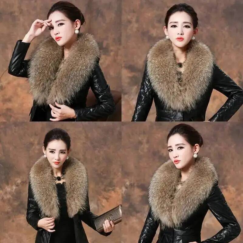 ปกขนแรคคูนธรรมชาติผ้าพันคอขนเฟ - Winter Clothing Deals บทวิจารณ์และราคา