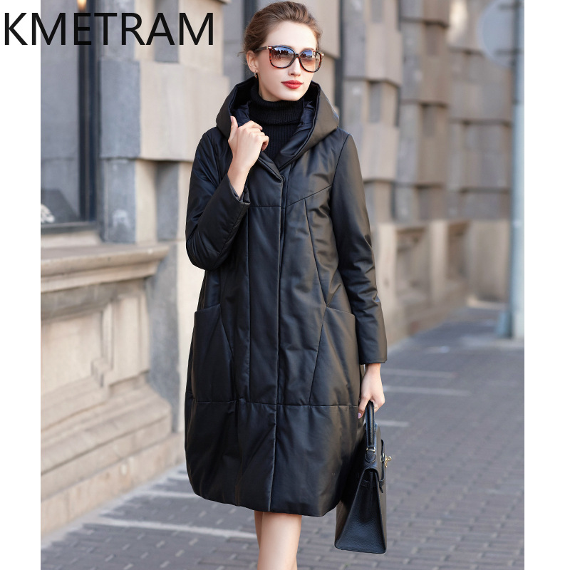 100% หนังแกะเสื้อพัฟเฟอร์ผู้หญ - Puffer Jacket Women Down บทวิจารณ์และราคา