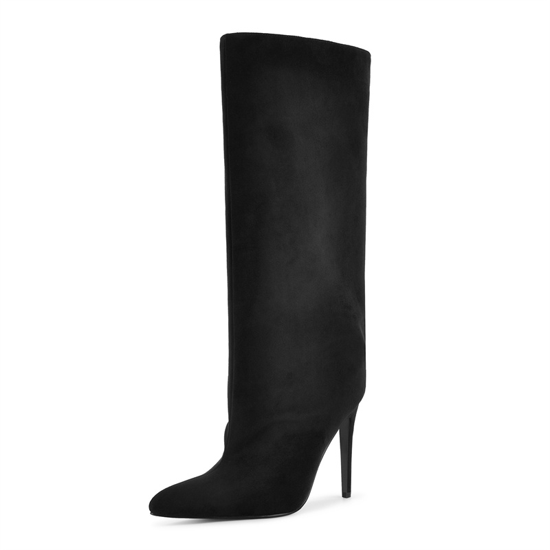 รองเท้าบูทหุ้มข้อสูงสีดำหนังกล - Winter Clothing For Women บทวิจารณ์และราคา