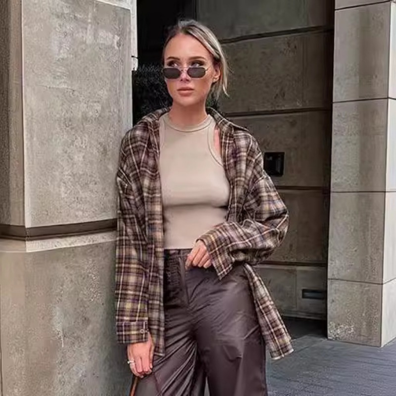 เสื้อลําลองลายสก๊อตผู้หญิงหลวม - Winter Clothing Deals บทวิจารณ์และราคา
