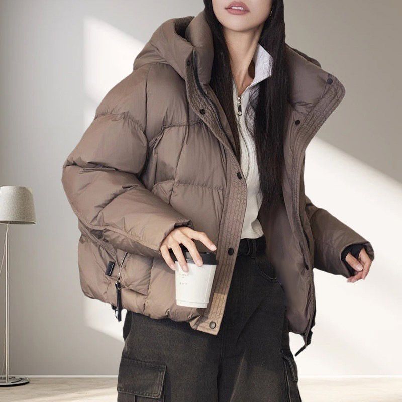 เสื้อแจ็คเก็ตขนเป็ดสีขาวแบบสั้ - Puffer Jacket Women Down บทวิจารณ์และราคา