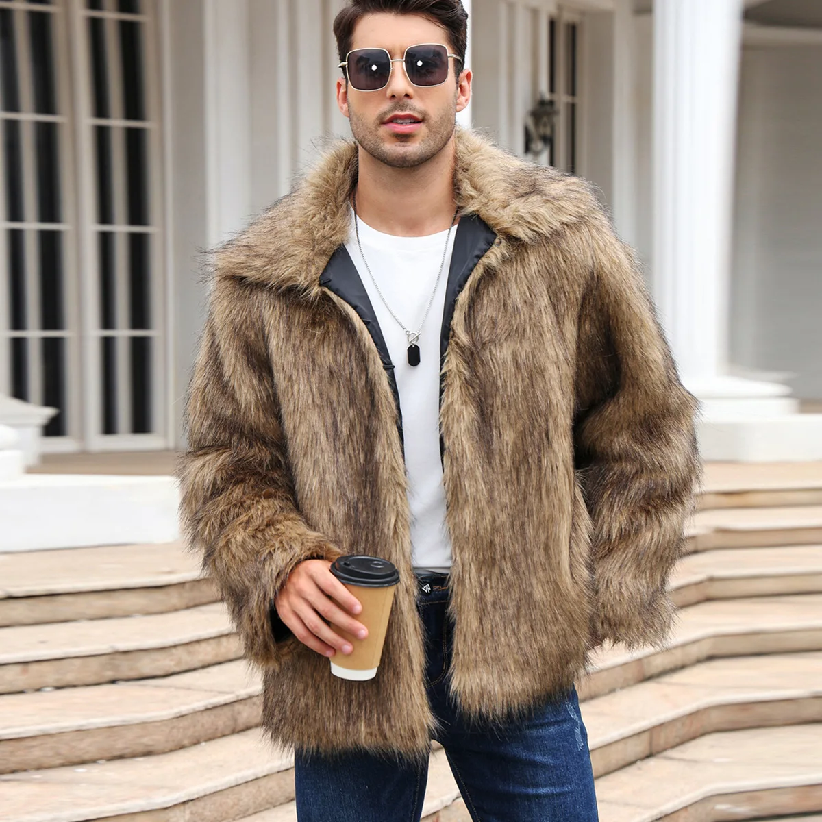 ผู้ชายFaux Foxขนสัตว์เสื้อแจ็ค - Winter Clothing Uae บทวิจารณ์และราคา