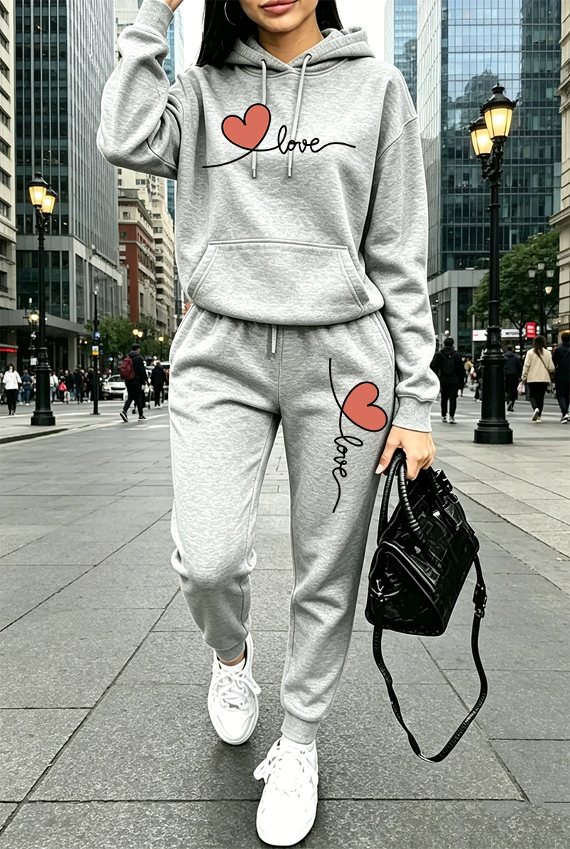 ชุดวอร์มผู้หญิงลายพิมพ์ลำลอง แ - Winter Clothing Fashion บทวิจารณ์และราคา
